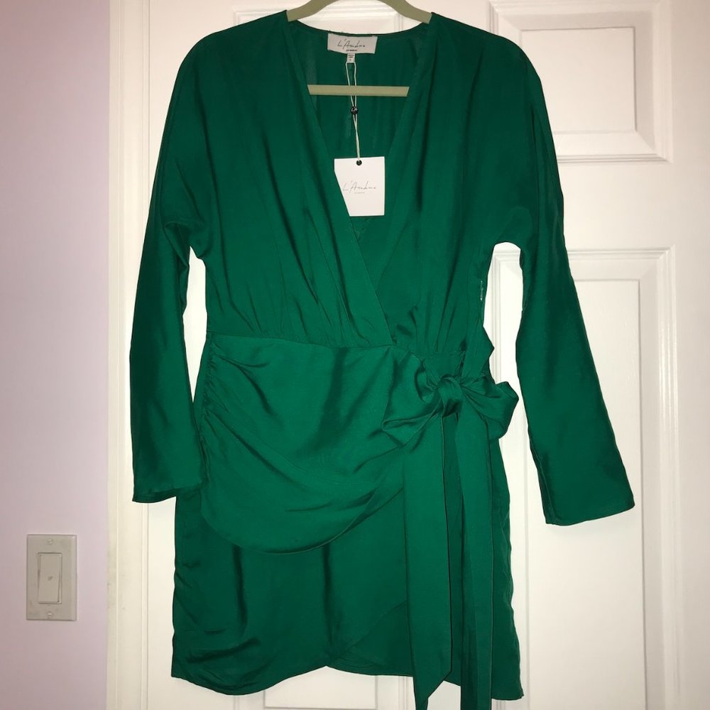 Green L'Academie Mini Dress with Bow